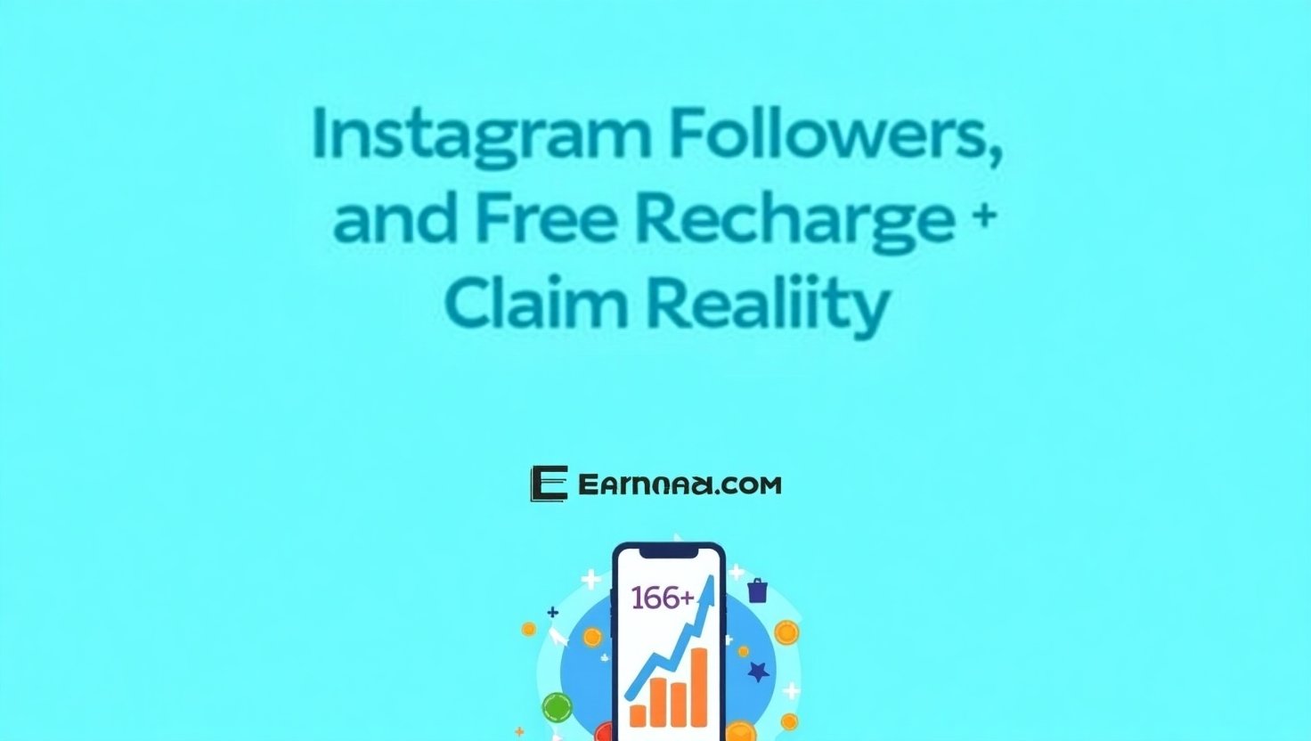 Earnread com Instagram followers and free recharge claim reality